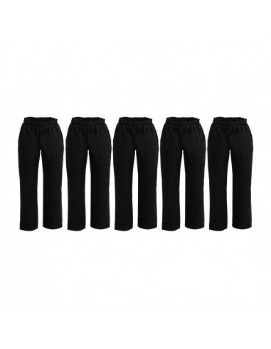 Pantalons de cuisinier mixtes en polycoton Whites Vegas noirs L (lot de 5)