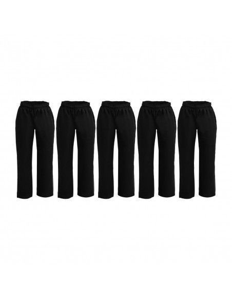 Pantalons de cuisinier mixtes en polycoton Whites Vegas noirs L (lot de 5)