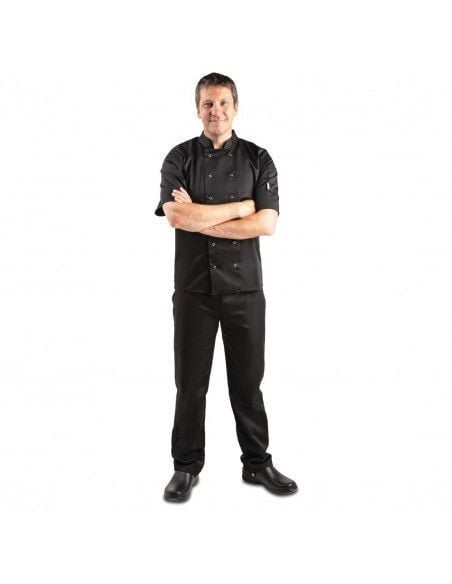 Veste de cuisine mixte Whites Vegas manches courtes noire XXL