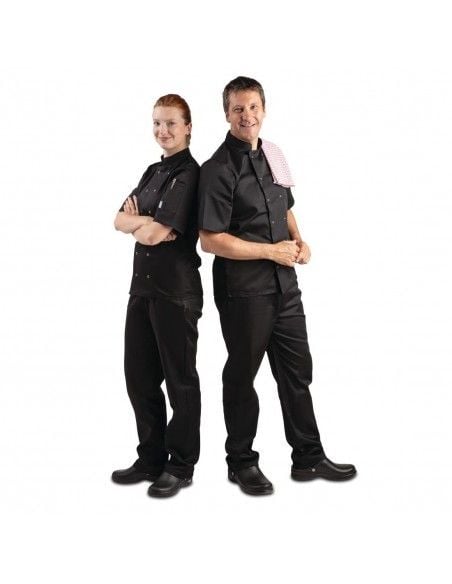 Veste de cuisine mixte Whites Vegas manches courtes noire XXL