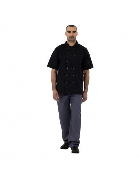 Veste de cuisine mixte Whites Vegas manches courtes noire XXL
