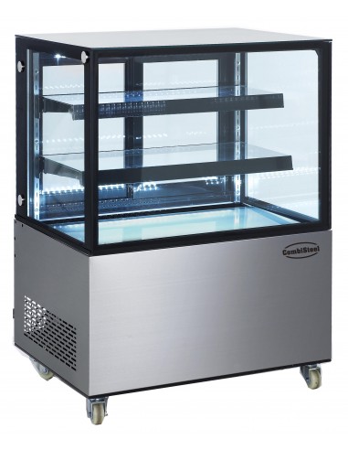 Comptoir réfrigéré ventilée avec 3 étagères et vitre verticale, +2°/+8°C, L 915 mm