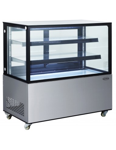 Comptoir réfrigéré ventilée avec 3 étagères et vitre verticale, +2°/+8°C, L 1215 mm
