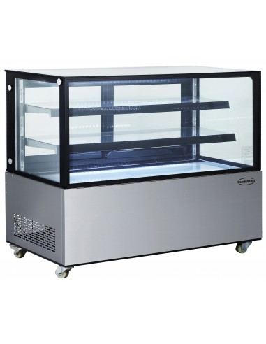 Comptoir réfrigéré ventilée avec 3 étagères et vitre verticale, +2°/+8°C, L 1515 mm