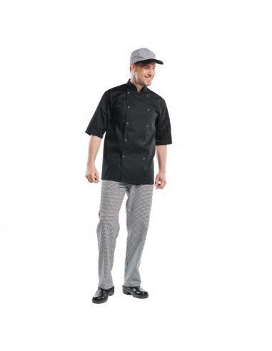 Veste de cuisine mixte Chaud Devant Hilton Poco manches courtes noire L