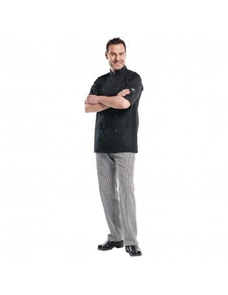 Veste de cuisine mixte Chaud Devant Hilton Poco manches courtes noire L