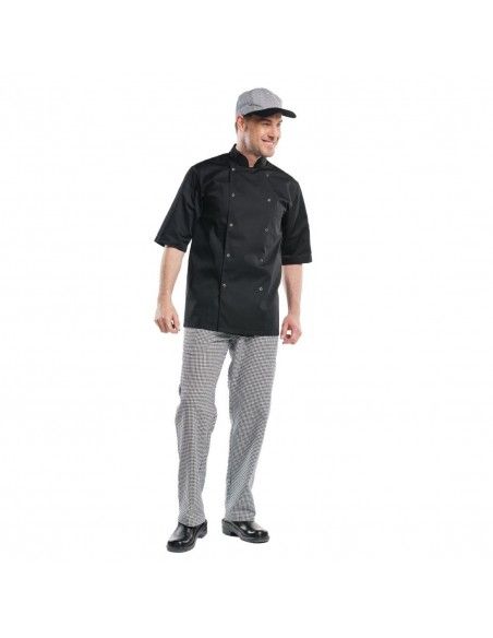 Veste de cuisine mixte Chaud Devant Hilton Poco manches courtes noire S