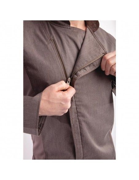 Veste de cuisine mixte légère à fermeture éclair Hartford Chef Works Urban gris graphite S