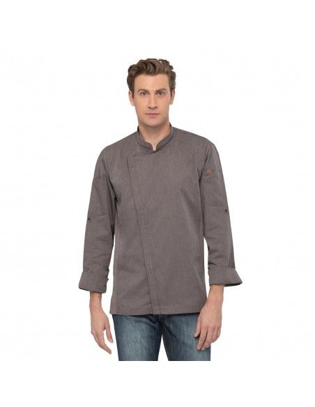 Veste de cuisine mixte légère à fermeture éclair Hartford Chef Works Urban gris graphite S