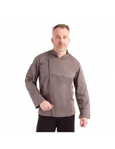 Veste de cuisine mixte légère à fermeture éclair Hartford Chef Works Urban gris graphite S