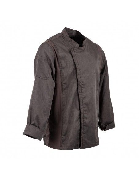 Veste de cuisine mixte légère à fermeture éclair Hartford Chef Works Urban gris graphite S
