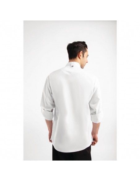 Veste de cuisine mixte légère à fermeture éclair Hartford Chef Works Urban blanche L