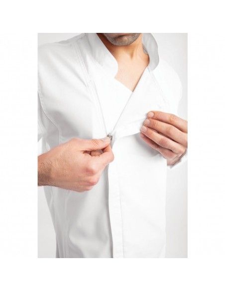 Veste de cuisine mixte légère à fermeture éclair Hartford Chef Works Urban blanche L