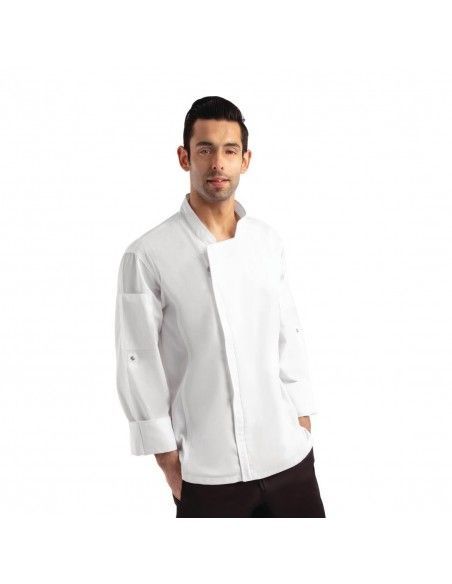 Veste de cuisine mixte légère à fermeture éclair Hartford Chef Works Urban blanche M