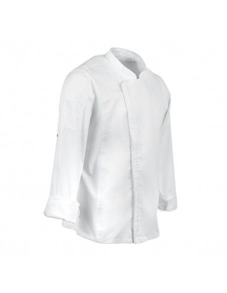 Veste de cuisine mixte légère à fermeture éclair Hartford Chef Works Urban blanche M