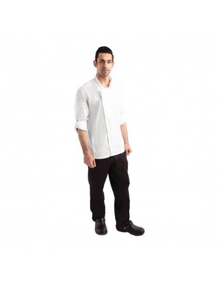 Veste de cuisine mixte légère à fermeture éclair Hartford Chef Works Urban blanche S