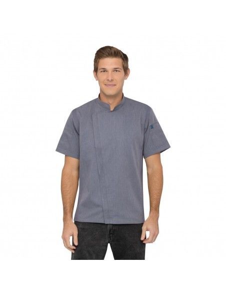 Veste de cuisine mixte légère manches courtes à fermeture éclair Springfield Chef Works Urban bleu encre M