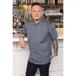 Veste de cuisine mixte légère manches courtes à fermeture éclair Springfield Chef Works Urban bleu encre S 2