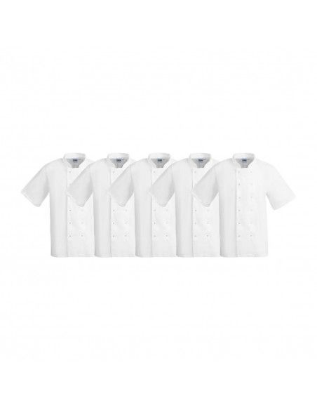 Vestes de cuisine manches courtes Whites Boston blanches S (lot de 5)