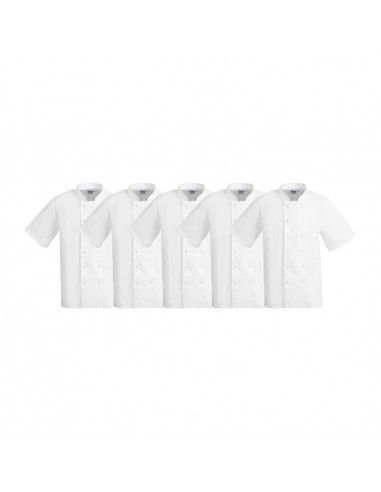 Vestes de cuisine manches courtes Whites Boston blanches M (lot de 5)