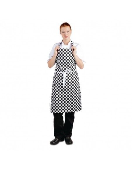 Tablier bavette Whites carreaux noirs et blancs