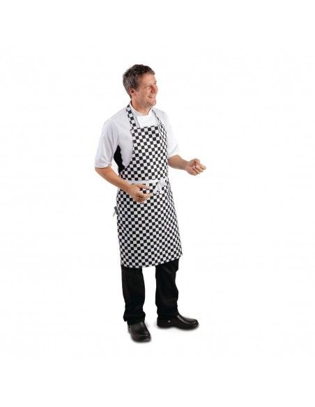 Tablier bavette Whites carreaux noirs et blancs