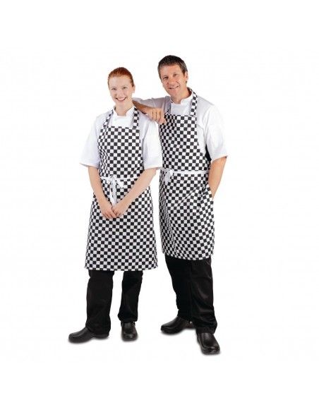 Tablier bavette Whites carreaux noirs et blancs