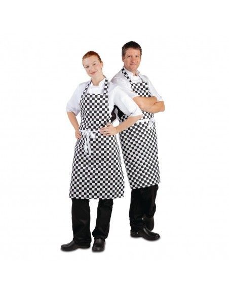 Tablier bavette Whites carreaux noirs et blancs