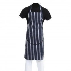 Tablier bavette avec poche Whites rayé marine et blanc