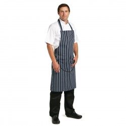 Tablier bavette avec poche Whites rayé marine et blanc 2
