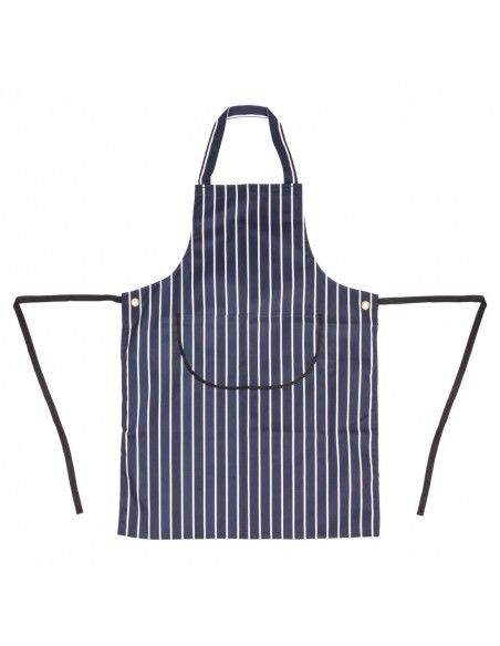 Tablier bavette avec poche Whites rayé marine et blanc