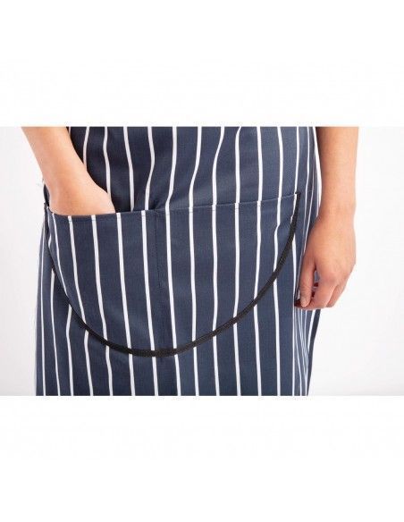 Tablier bavette avec poche Whites rayé marine et blanc