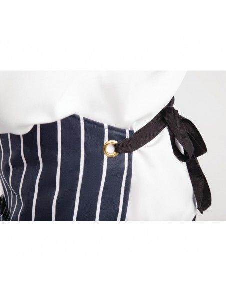 Tablier bavette avec poche Whites rayé marine et blanc