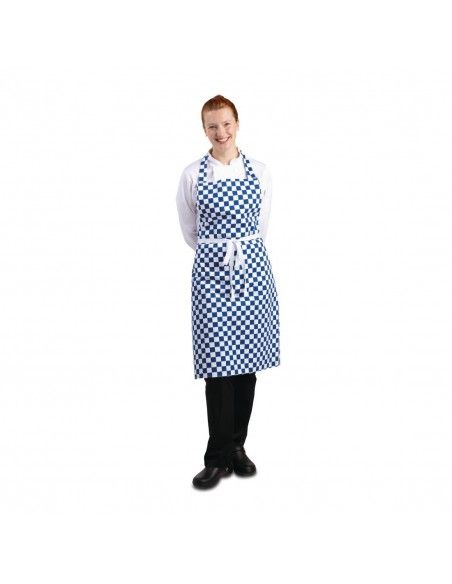 Tablier bavette Whites carreaux bleus et blancs