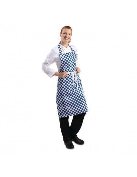 Tablier bavette Whites carreaux bleus et blancs