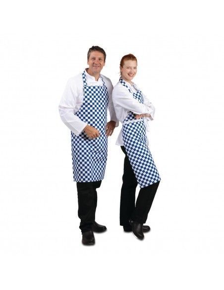 Tablier bavette Whites carreaux bleus et blancs
