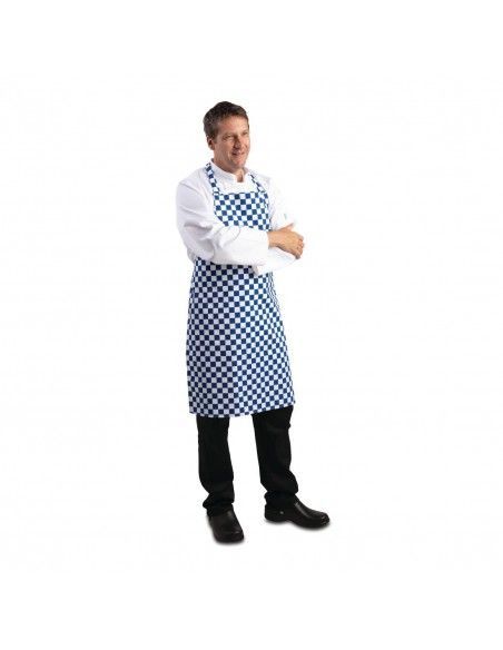 Tablier bavette Whites carreaux bleus et blancs