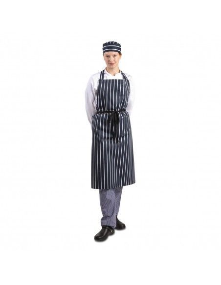 Tablier bavette Whites rayé marine et blanc XL