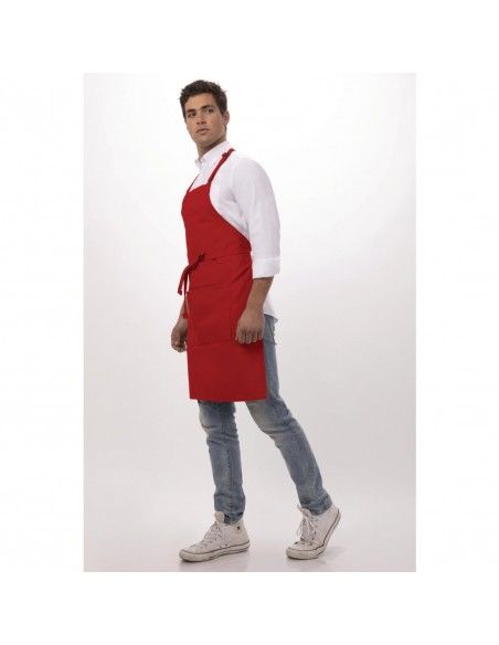 Tablier bavette Chef Works rouge