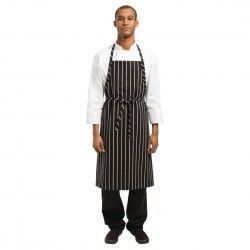 Tablier bavette tissé Chef Works Premium rayures noires et blanches