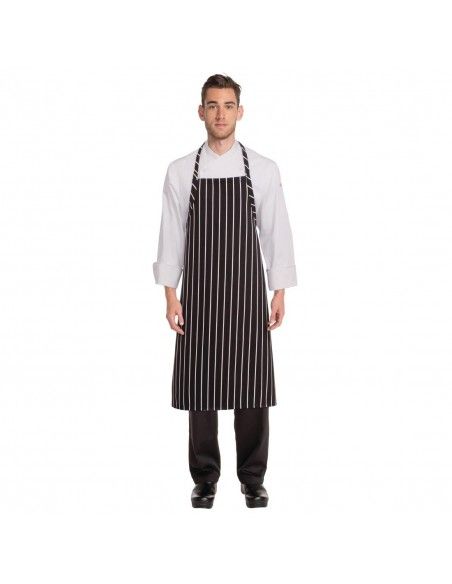 Tablier bavette tissé Chef Works Premium rayures noires et blanches