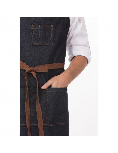 Tablier bavette Chef Works Urban Memphis bleu