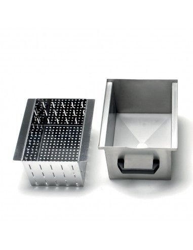 Bac avec filtre pour décharge en inox (10-18 kg)