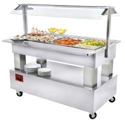 Buffet - Salad bar réfrigéré, 4x GN1/1-150 (Bois Blanc)