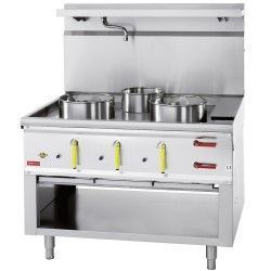 Fourneau wok 3 brûleurs avec rideau d'eau