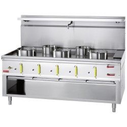 Fourneau wok 5 brûleurs avec rideau d'eau