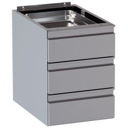 Bloc 3 tiroirs (table prof. 600 mm) - Guides téléscopiques