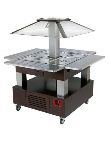 Ilot buffet - Salad bar, réfrigéré, 4x GN1/1-150 (Bois Wengé)