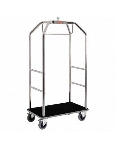 Chariot pour valises & vestiaire "chromé", 2 roues à freins