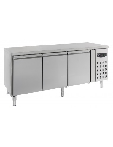 Table réfrigérée pâtisserie 3 portes 600x400 mm, plan en inox, +2°/+8°C